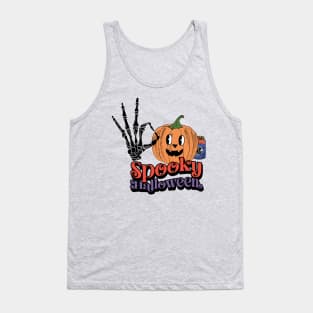 Groovy Style Spooky Retro Halloween Design Tank Top